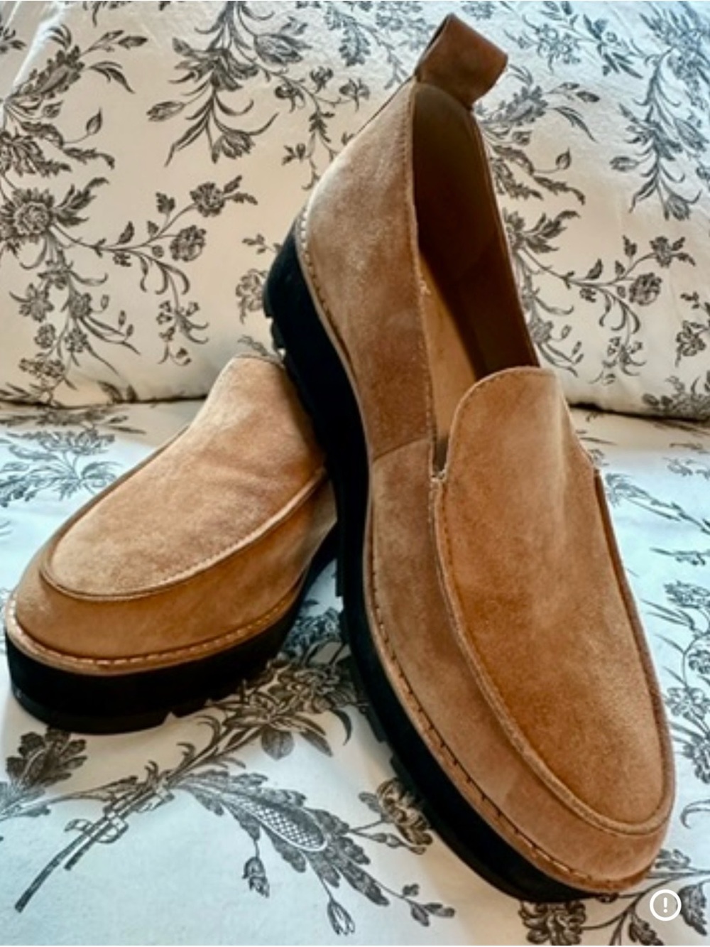 Eileen Fisher Suede Platform Loafers Size 6 | Camel Lug Sole Slip On Shoes
